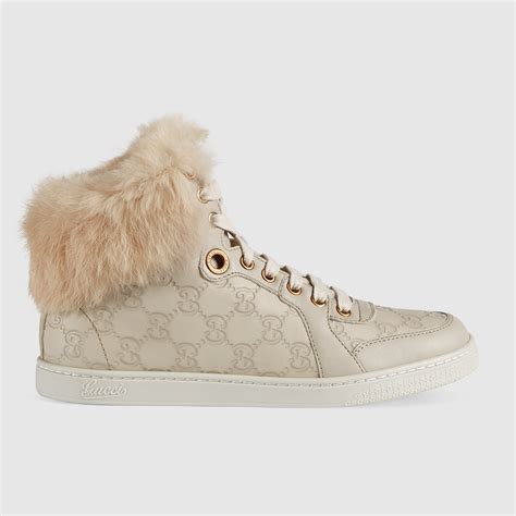 gucci shoes sneakers red|gucci fur sneakers women's.